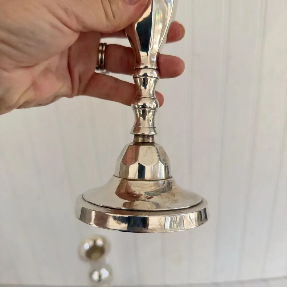 Vintage Set of Silver Plate Taper Candle Holders 8.25”Tall